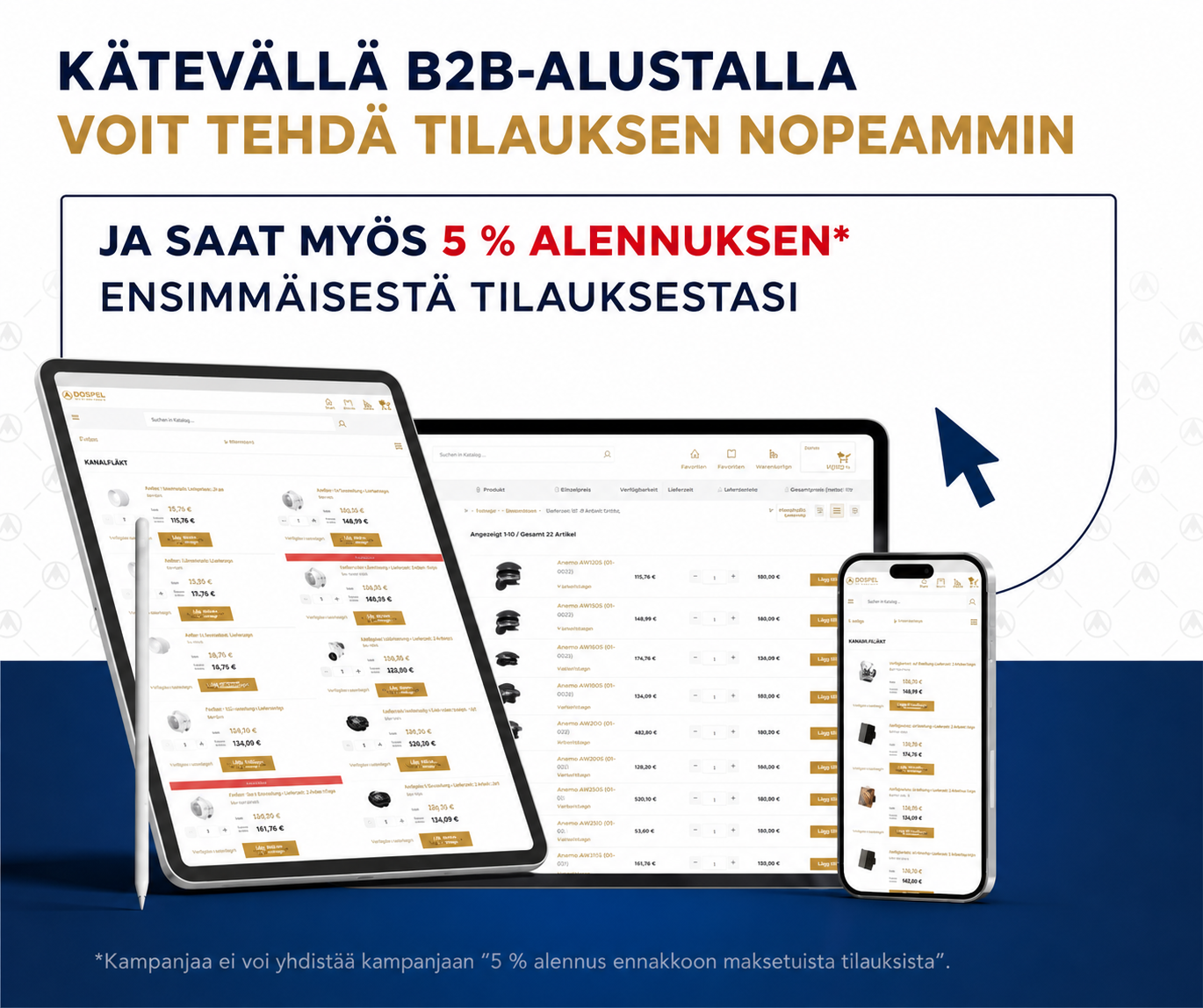 Dospel B2B -alustan tilausbanneri